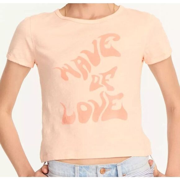 J. Crew OR5929 Women's Sz Small Iced Peach "Wave Of Love" Graphic S/S T-Shirt - Picture 9 of 9